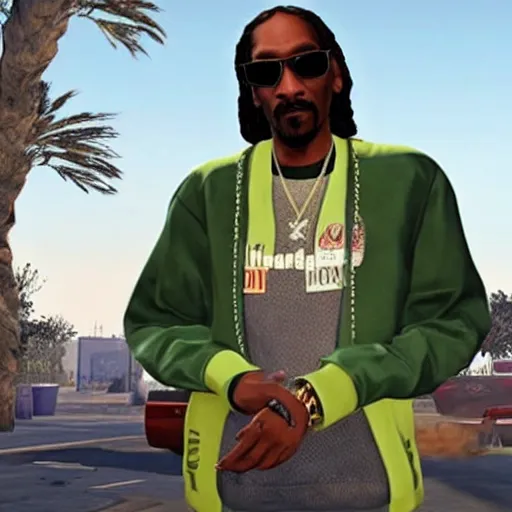 Prompt: a still of snoop dogg in gta v