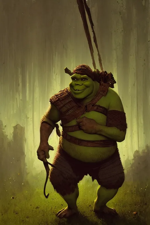 Image similar to shrek. the greatest warrior in the land by carl spitzweg, ismail inceoglu, vdragan bibin, hans thoma, greg rutkowski, alexandros pyromallis, perfect face, fine details, realistic shaded