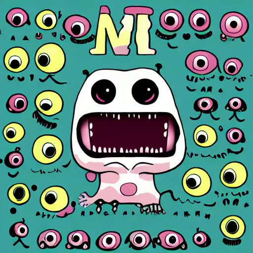 Prompt: a cute monster with many eyes