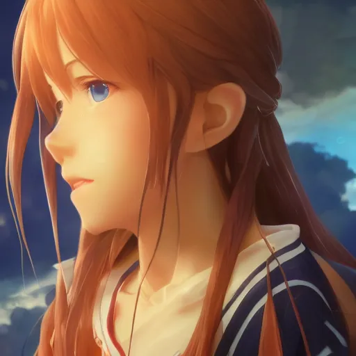 Prompt: beautiful young yuuki asuna, full body, long wavy hair, sky blue eyes, character portrait in the style of thomas river and yusuke murata, cinematic lighting, hyperdetailed, 8 k realistic, symmetrical, global illumination, radiant light, cryengine, dof, trending on artstation, digital art