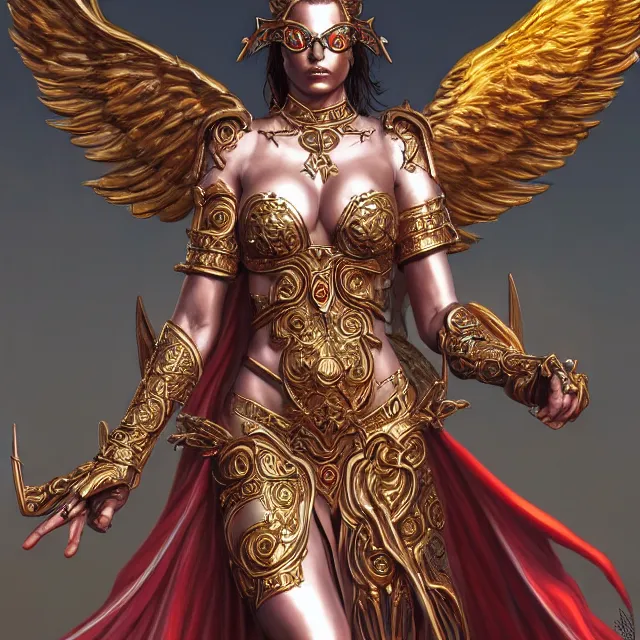 Prompt: beautiful angel warrior queen in ornate robes, highly detailed, 8 k, hdr, award - winning, trending on artstation, clayton crain