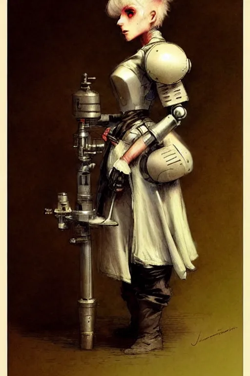 Image similar to (((((2050s servant android robot pirate wench art . muted colors.))))) by Jean-Baptiste Monge !!!!!!!!!!!!!!!!!!!!!!!!!!!