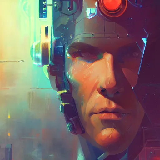 Image similar to a head and shoulders portrait of a space cowboy, neon, retro, steampunk, smooth, sharp focus, intricate, artstation, detailed concept art by Marc Simonetti, blade runner