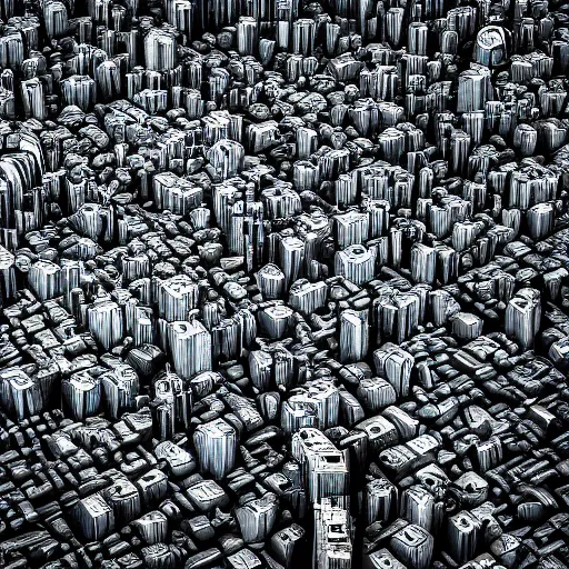 Image similar to an electron microscope image of a sprawling mega city, bokeh, high detail