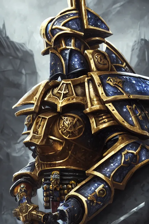 Image similar to armor portrait heros warhammer 4 0 k horus heresy fanart - the primarchs emperor by johannes helgeson animated with vfx concept artist & illustrator global illumination ray tracing hdr fanart arstation zbrush central hardmesh 8 k octane renderer comics stylized