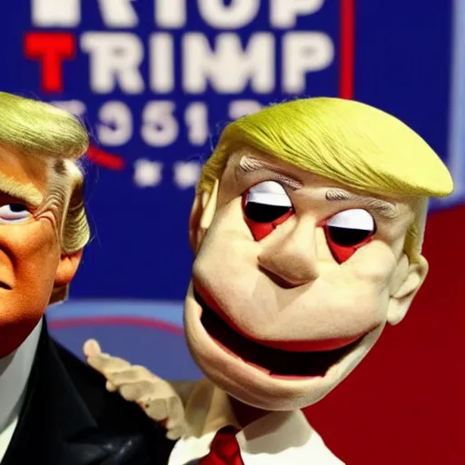 Image similar to donald trump as a ventriloquist dummy, jeff dunham, highly detailed, high quality, high resolution