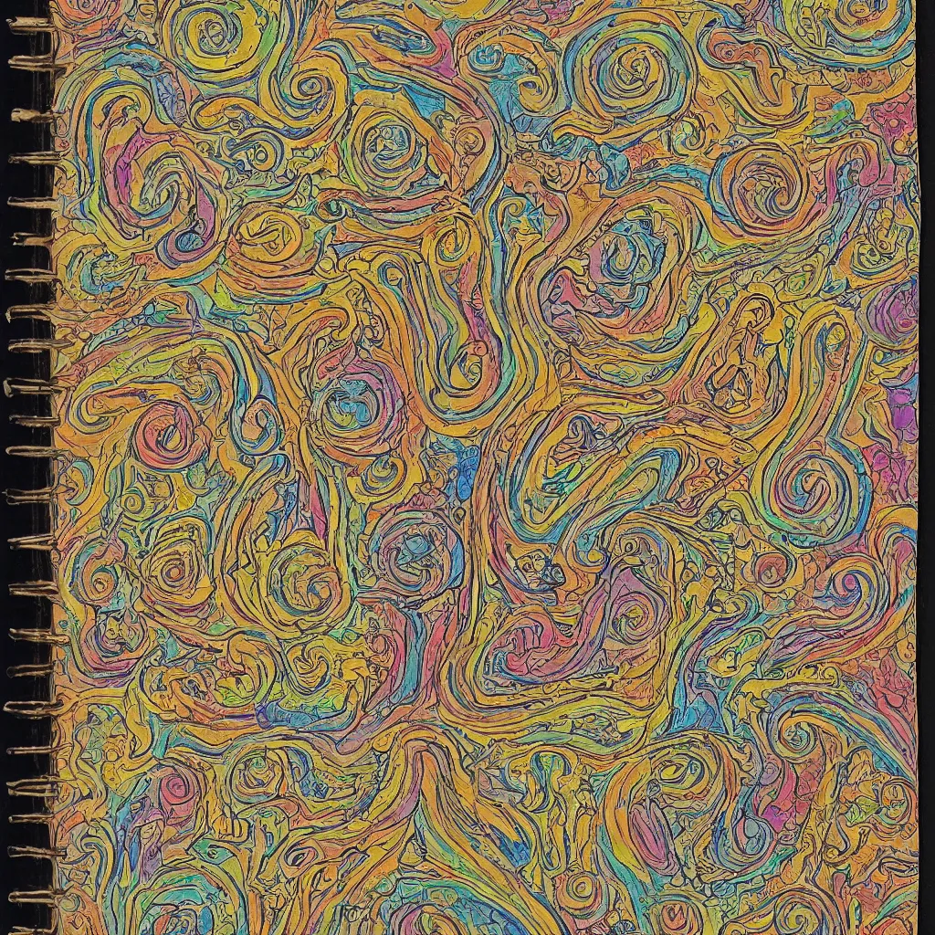 Prompt: highly detailed page from a psychedelic zen master's journal