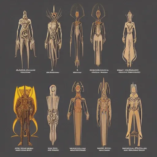 Image similar to character designs for the unreleased dune movie by alejandro jodorowsky