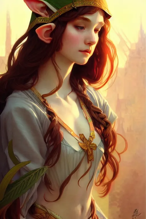 Image similar to beautiful young elf, highly detailed, digital painting, artstation, sharp focus, illustration, art by tan zi and ayanamikodon and alphonse mucha and wlop