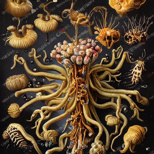 Image similar to disgusting disturbing dutch golden age bizarre mutant insect flower floral still life with many human toes realistic human toes blossoming everywhere very detailed fungus tumor disturbing tendrils bizarre slimy forms sprouting up everywhere by rachel ruysch black background chiaroscuro dramatic lighting perfect composition high definition 8 k 1 0 8 0 p