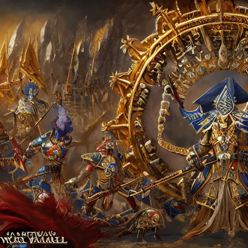 Prompt: total war warhammer 3 concept art, oil painting, hyper realistic, symmetrical, 4 k, highly ornate intricate details,