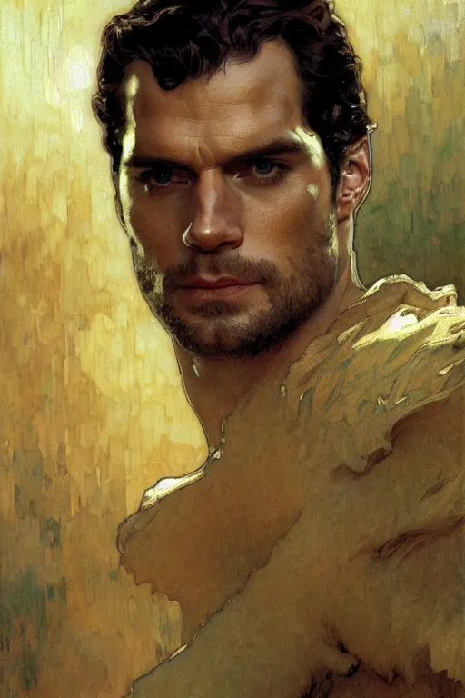 Prompt: henry cavill, attractive man, futurism, painting by gaston bussiere, craig mullins, greg rutkowski, alphonse mucha