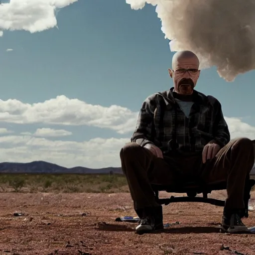 Image similar to A scene of Breaking Bad with Walter White smoking crack for the first time, realistic, photorealistic, high-resolution, 4k, large sensor dslr photo, Directed by Vince Gilligan