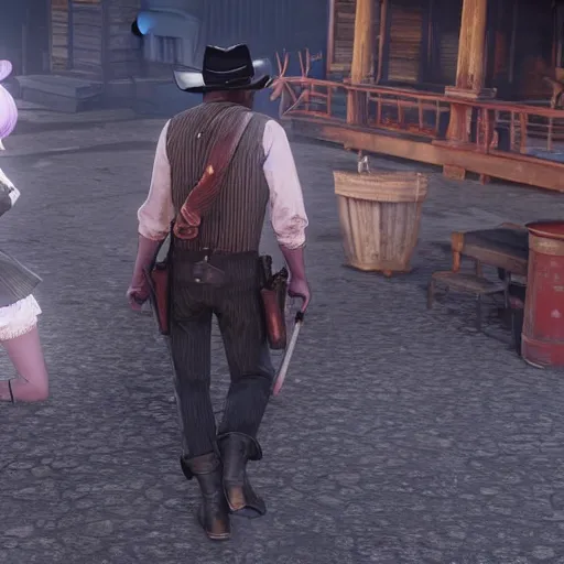 Image similar to red dead 2 hatsune miku in game