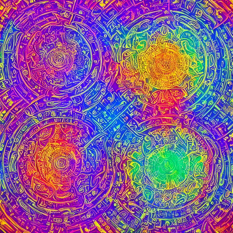 Image similar to multiverse wheel divine realms mandala celestial and infernal essence, award winning painting, chromatic aberration sharp color palette