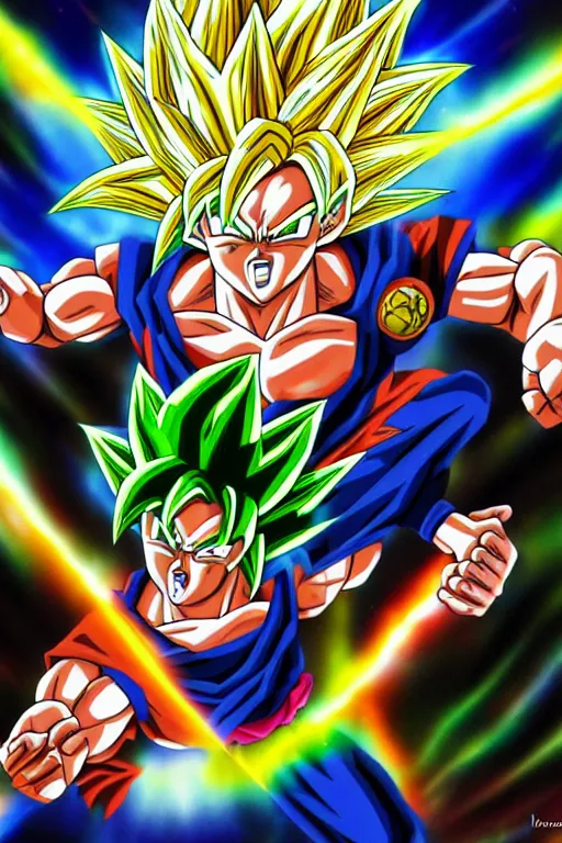 Image similar to goku vs broly, ultra detailed, digital art, 8 k, character, realistic, portrait, hyperrealistic