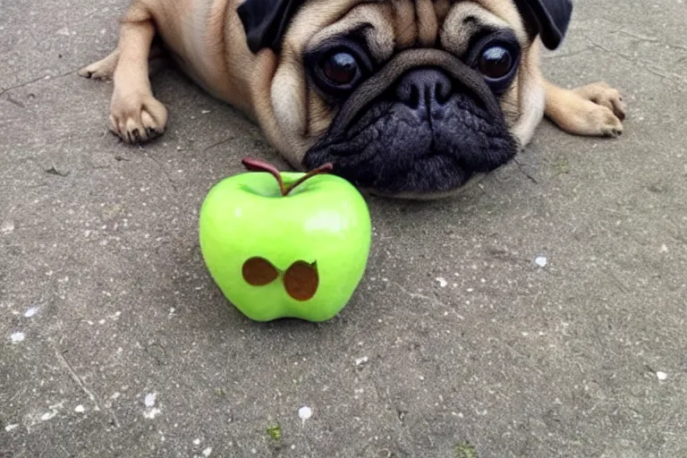 Image similar to apple that looks like a pug