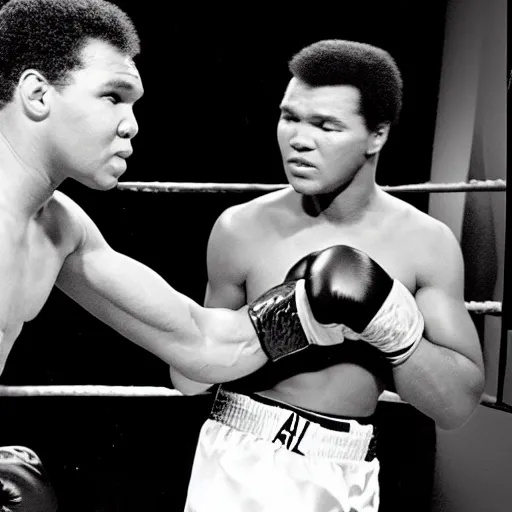 Prompt: betty white boxing muhammad ali