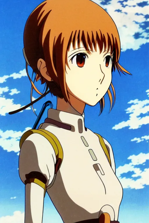 Image similar to anime art full body portrait character nausicaa by hayao miyazaki concept art, anime key visual of elegant young female, short brown hair and large eyes, finely detailed perfect face delicate features directed gaze, sunset in a valley, trending on pixiv fanbox, studio ghibli, extremely high quality artwork by kushart krenz cute sparkling eyes