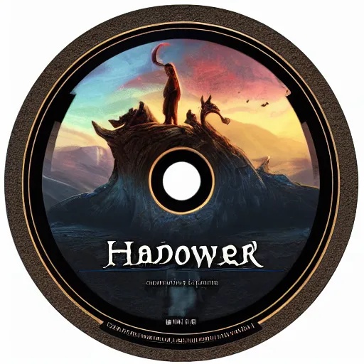 Image similar to game disc named hadowr, detailed text, 4 k