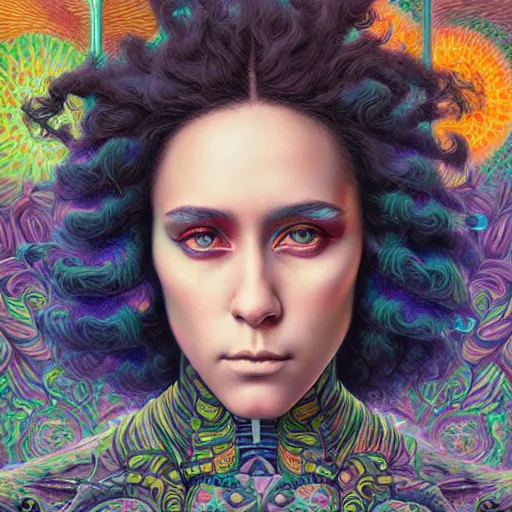 Prompt: portrait of lashana lynch, hyper detailed masterpiece, neon floral pattern, jean giraud, digital art painting, darkwave goth aesthetic, psychedelic, artgerm, donato giancola and tom bagshaw