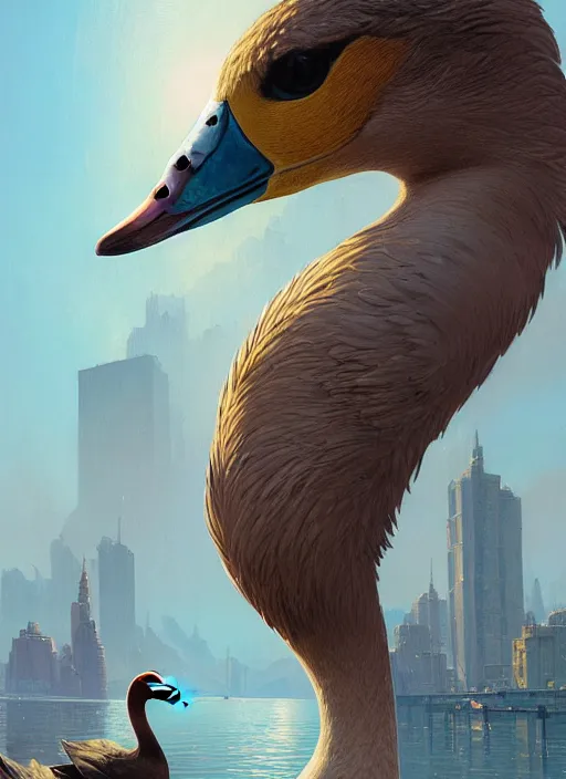 Prompt: highly detailed portrait of a heroic goose in gta v, stephen bliss, unreal engine, fantasy art by greg rutkowski, loish, rhads, ferdinand knab, makoto shinkai and lois van baarle, artgerm, pixar, ilya kuvshinov, rossdraws, tom bagshaw, global illumination, radiant light, detailed and intricate environment