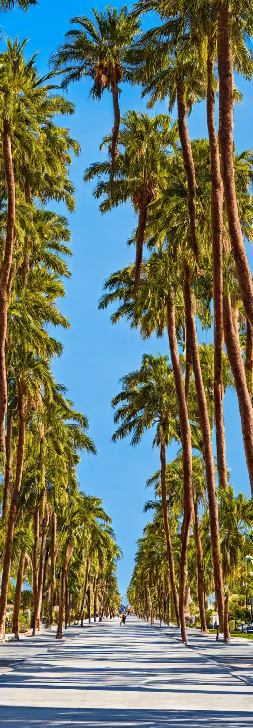 Image similar to photo sidewalk with bike path, palm trees, accessible for the disabled, by professional photographer, 8 k resolution, photo, high quality