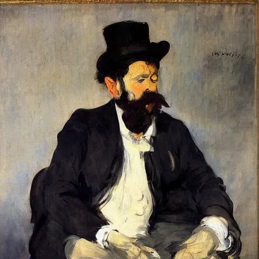 Prompt: an oil painting of a smoking man by Manet