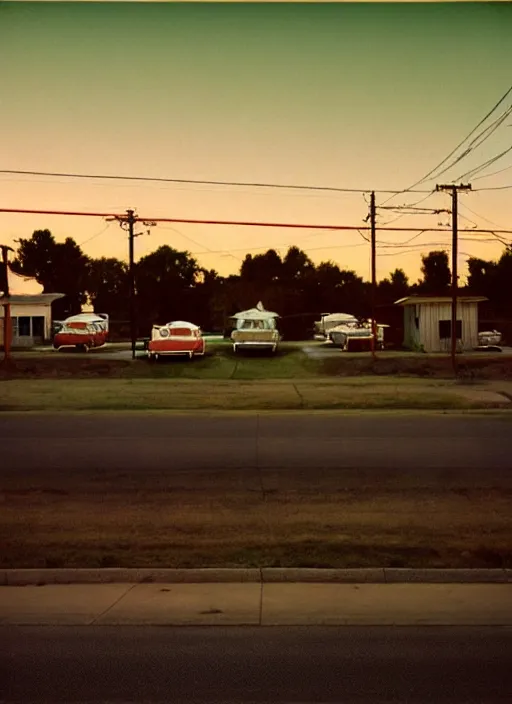 Image similar to a detailed photographic render of a 1 9 5 0 s american suburb at sunset by todd hido, photoreal, 4 k