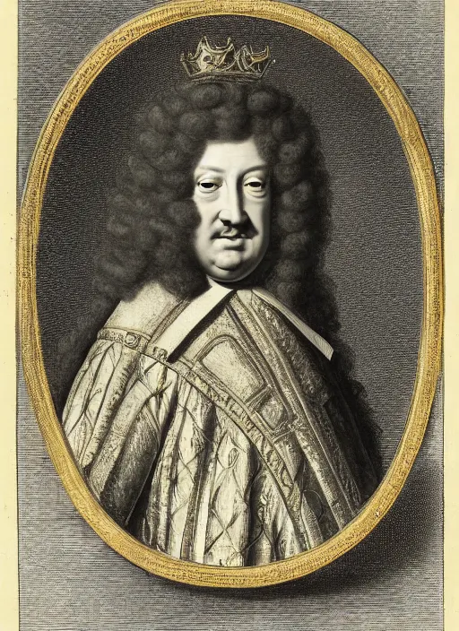 Image similar to portrait of Louis xiv of France in his coronation garb by hyacinthe rigaurd