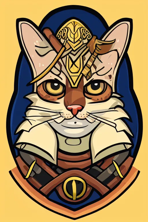 Image similar to A portrait of a kitten as evil warlord general, sticker, Anthropomorphized, portrait, highly detailed, colorful, illustration, smooth and clean vector curves, no jagged lines, vector art, smooth