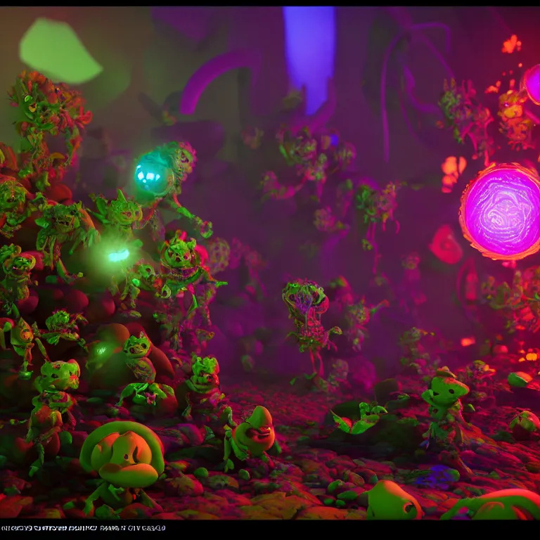 Image similar to a cinematic shot of meeboo bohtrops, hyperdimensional, colorful, salvia replication, octane render, volumetric lighting, nvidia raytracing demo, by Andy Thomas, Mario Martinez, Daniel Mirante, Gustave Dore, Artstation, CGsociety, masterpiece