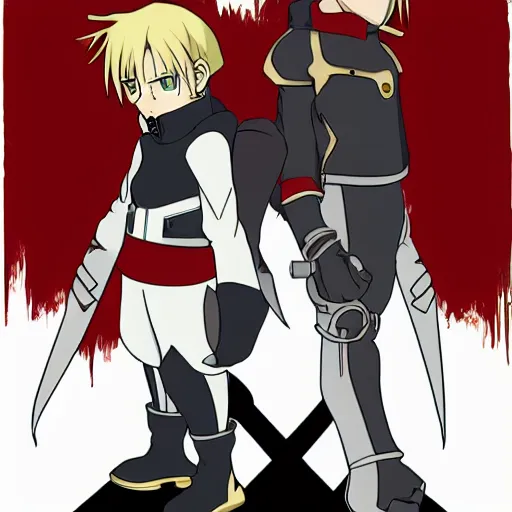 Prompt: vector drawing, full metal alchemist al and alphons