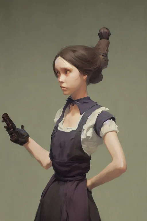 Prompt: rpg character art of a maid woman, highly detailed, half - body composition, by jeremy lipking, by studio ghibli, by disney, video game fanart, gorgeous face