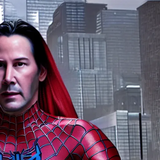 Prompt: Keanu reeves As Spider man 4K quality super realistic