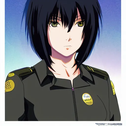 Anime Major motoko kusanagi in all black uniform,, Stable Diffusion