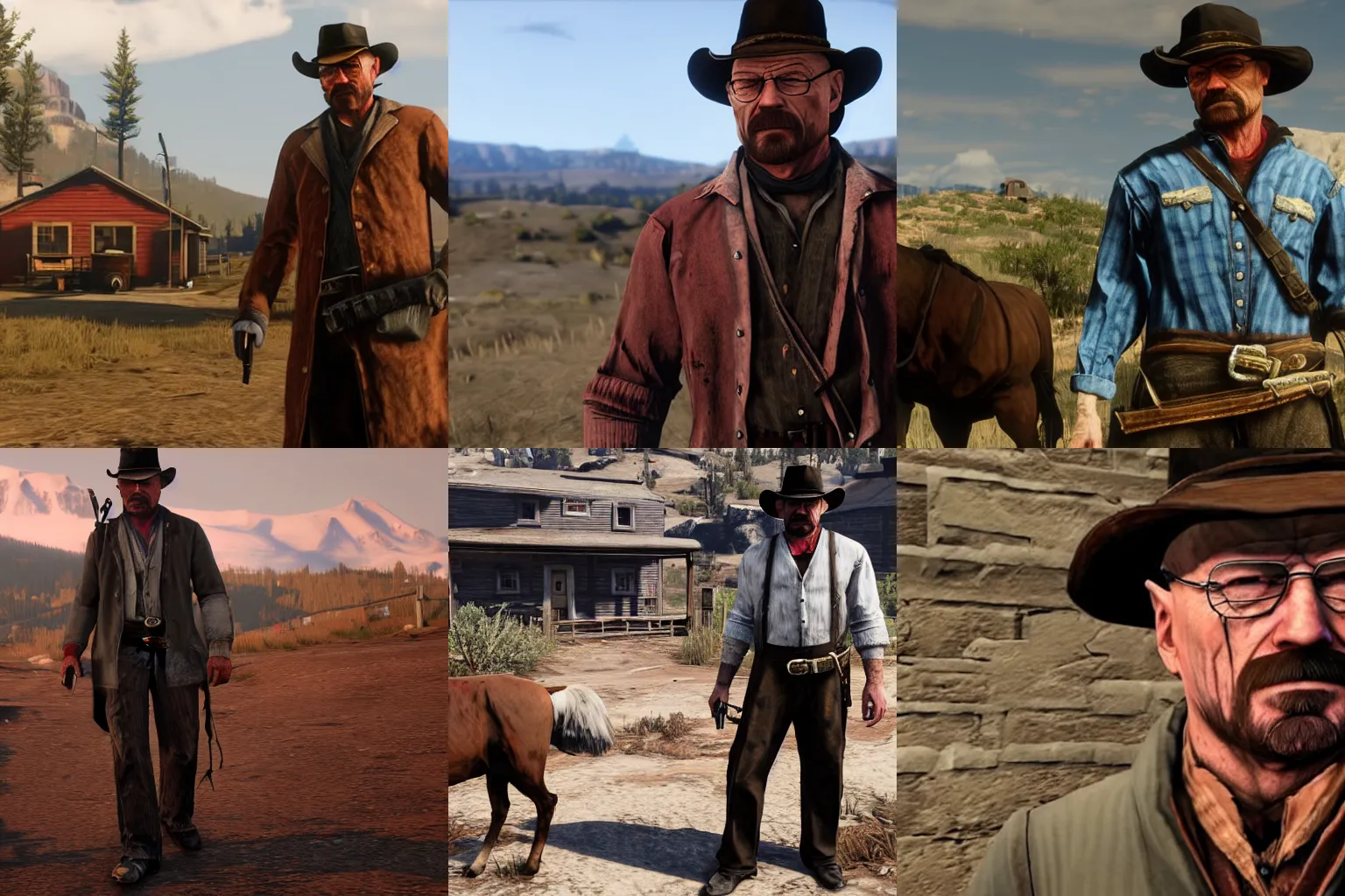 Prompt: Walter white in red dead redemption 2