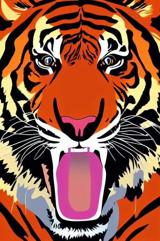 Prompt: A portrait of a tiger as evil warlord general, sticker, Anthropomorphized, portrait, highly detailed, colorful, illustration, smooth and clean vector curves, no jagged lines, vector art, smooth