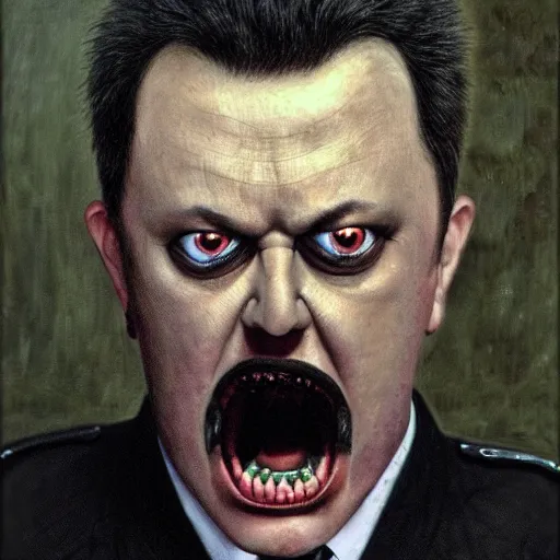 Prompt: Portrait by H.R.Giger of Igor Ivanovich Strelkov who became a degenerate horror Abomination, photo-realistic, color image, 2K, highly detailed