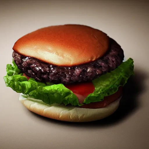 Prompt: a burger made of glass, photoreal, digital art