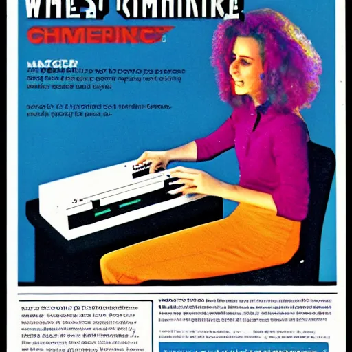 Image similar to magazine advertisement for retro wetware computer, 1 9 8 5