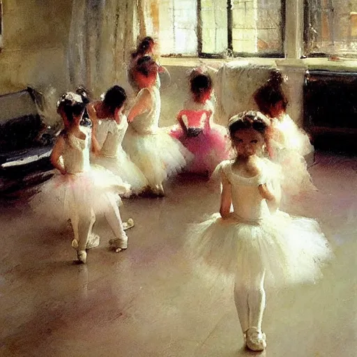 Prompt: ballerinas, by jeremy mann, anders zorn.