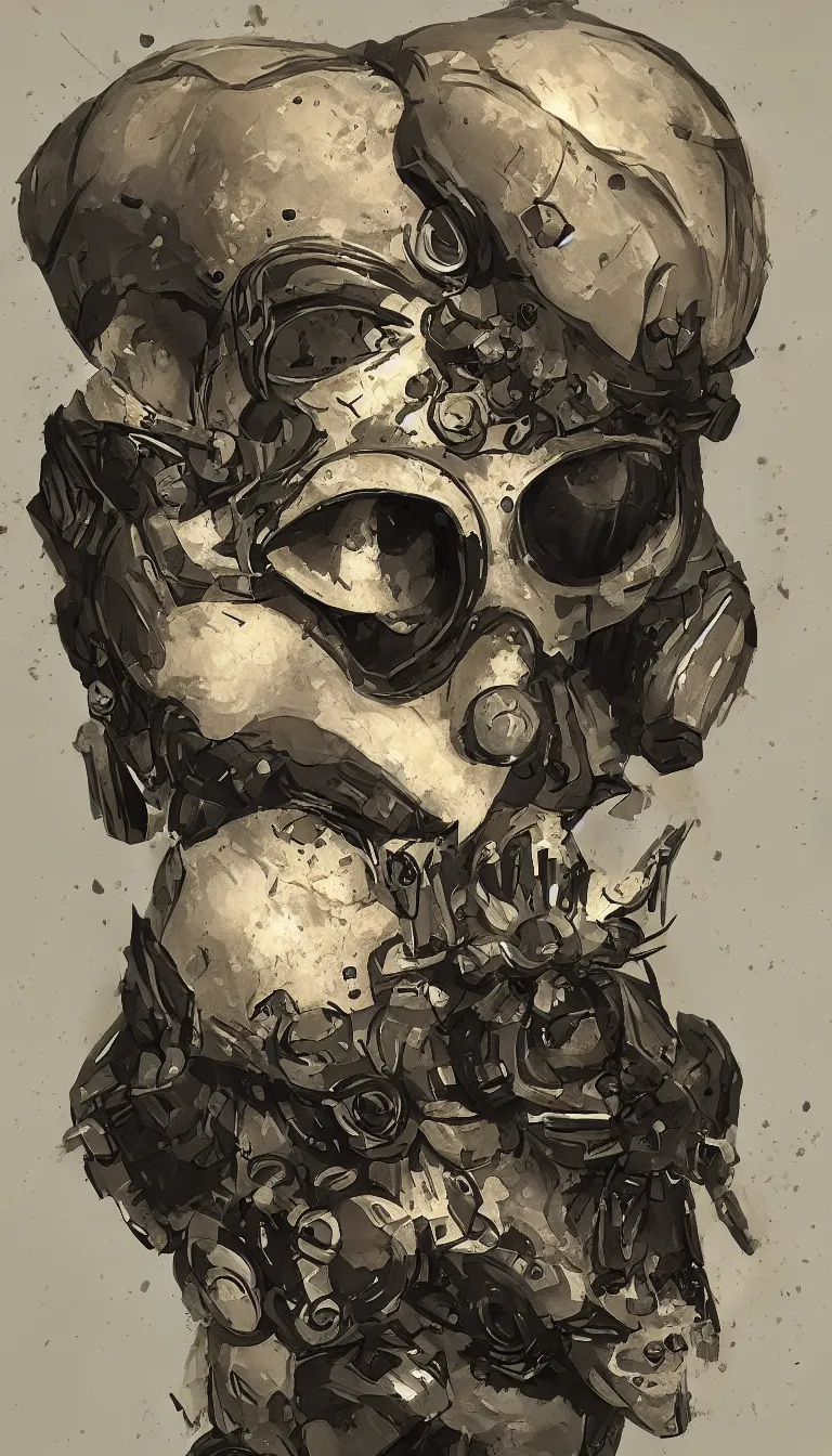 Image similar to spec - ops head, flower logo on forehead, special forces, dark design, artstation, concept art, intricate details