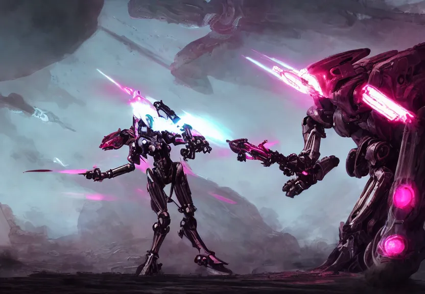 Image similar to epic cinematic shot of stunning beautiful hot anthropomorphic mecha female dragon fighting in the nuclear war with laser rifle, has silver armor and fuchsia skin, skeletons riddling the ground, bleak, warframe fanart, terminator art, epic scale, furaffinity, deviantart, octane