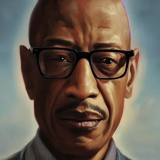 Image similar to a portrait of Gus Fring from Breaking Bad, oil painting, Greg Rutkowski, Charlie Bowater, Beeple, unreal 5, DAZ, hyperrealistic, octane render, RPG portrait, dynamic lighting, fantasy art, beautiful face