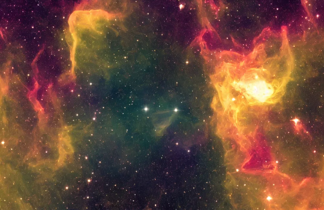 Image similar to space nebula in shape of hand, taken photographed by James Webb telescope