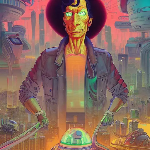 Image similar to akah 0 c 0 k futurama cyberpunk portrait by gaston bussierre and charles vess and james jean and erik jones and rhads, inspired by rick and morty, huge scale, beautiful fine face features, intricate high details, sharp, ultradetailed