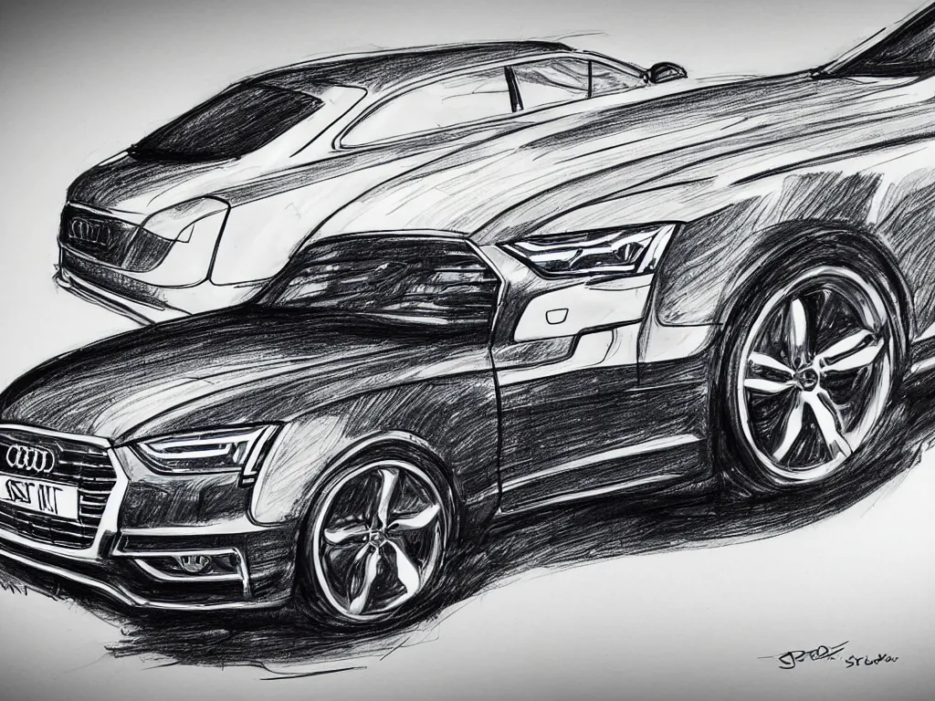 Image similar to a hand - drawn sketch of an audi s 5 sportback.