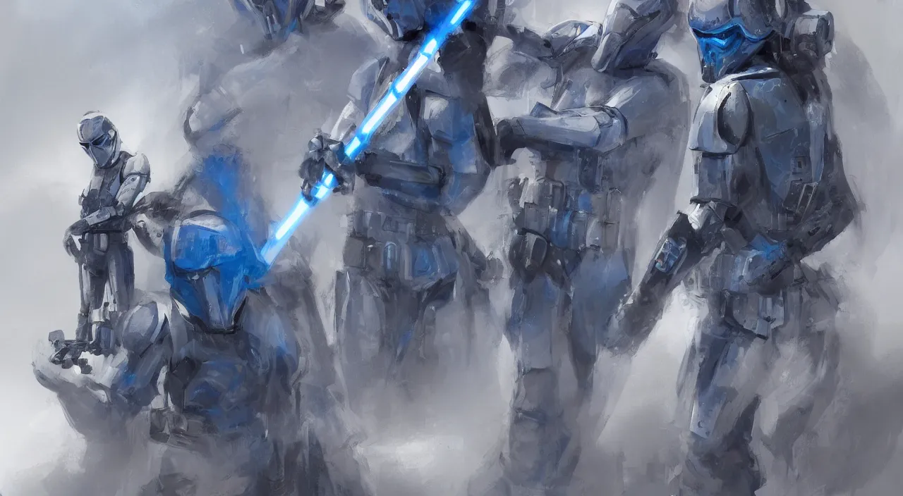 Image similar to Star Wars themed concept art, blue humanoid creatures, trending on artstation,