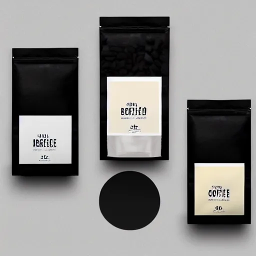 Image similar to original design concept of a minimalist packaging for coffee beans, studio lighting, minimalist style